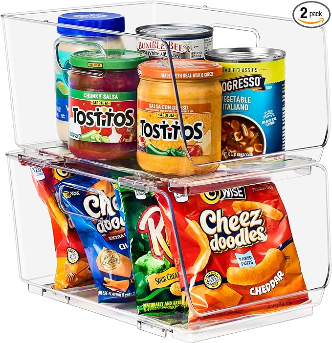 Sorbus Stackable Storage Bins Open Front - Clear Stackable Storage Bins - Pantry Bins for Storage... | Amazon (US)