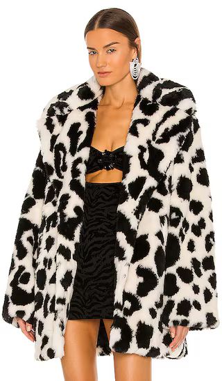 Grace Faux Fur Coat in Monochrome Leopard | Revolve Clothing (Global)