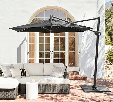 10' Round Cantilever Outdoor Patio Umbrella - Rustproof Aluminum Frame with Base | Pottery Barn (US)