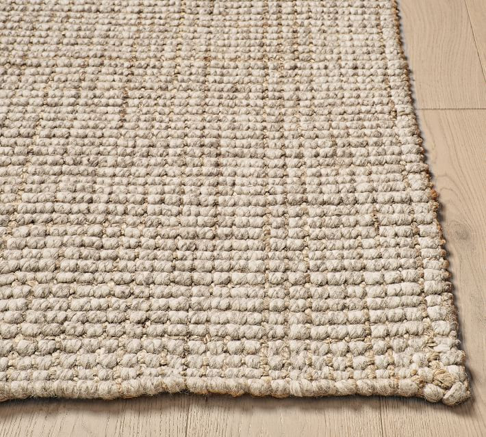 Chunky Wool Jute Rug, 8' Square, Gray/Ivory | Pottery Barn (US)