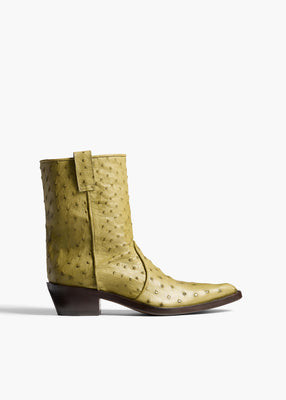 KHAITE - Clive Ankle Boot In Olive Ostrich | Khaite