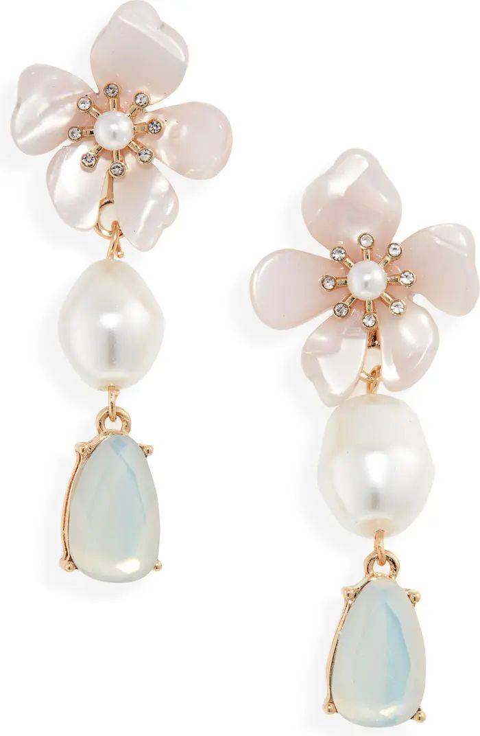 Nordstrom Flower Crystal & Imitation Pearl Drop Earrings | Nordstrom | Nordstrom