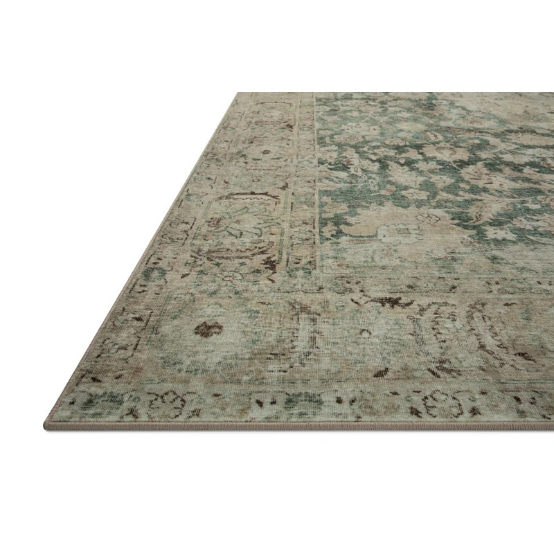 Magnolia Home By Joanna Gaines X Loloi Sinclair Machine Washable Jade / Sand Area Rug | Wayfair North America