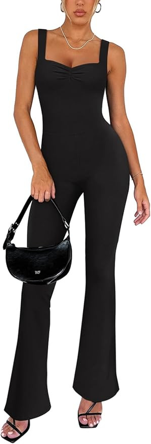 Moyabo Women’s Summer 2024 Backless Sleeveless Sweetheart Neck Rompers Jumpsuit | Amazon (US)