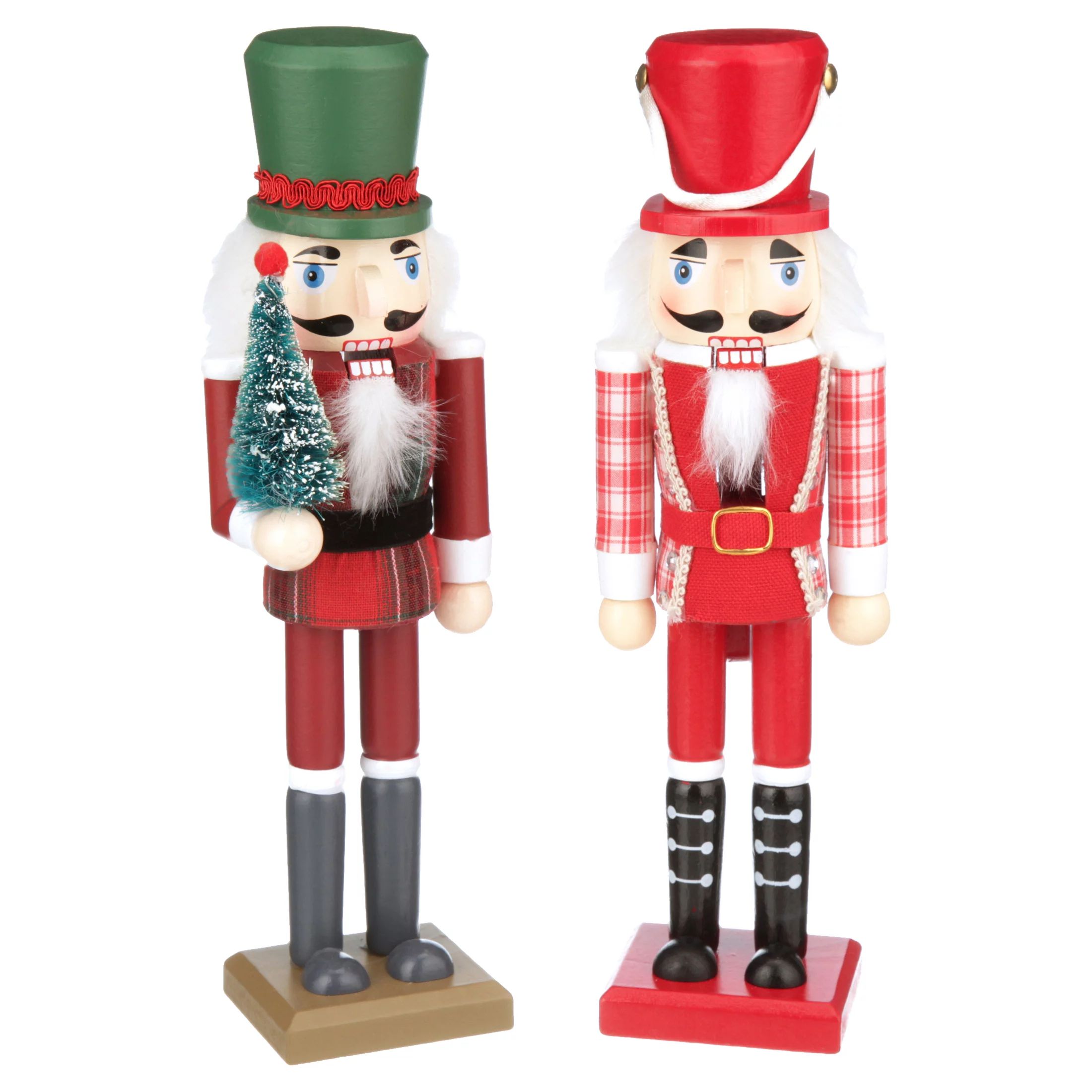 Holiday Time Traditional Nutcracker Table Top Christmas Decorations, Set of 2 | Walmart (US)