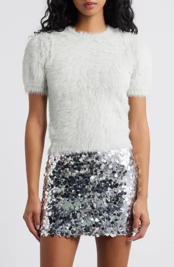 BP. Fuzzy Metallic Sweater in Ivory- Silver at Nordstrom Rack, Size X-Large | Nordstrom Rack