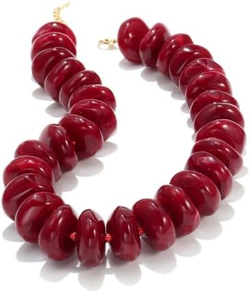 CONRAN KREMIX Colorful Chunky Beaded Necklace for Women,Large Acrylic Bead Choker Statement Neckl... | Amazon (US)