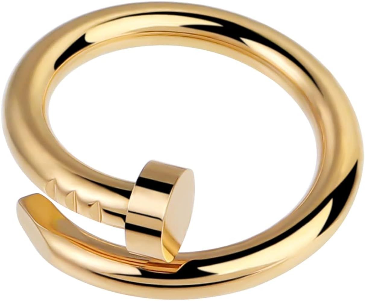 LINGSAI Nail Ring 18K Yellow Gold / White Gold Clou Ring Love Ring For Women Birthday Christmas G... | Amazon (US)