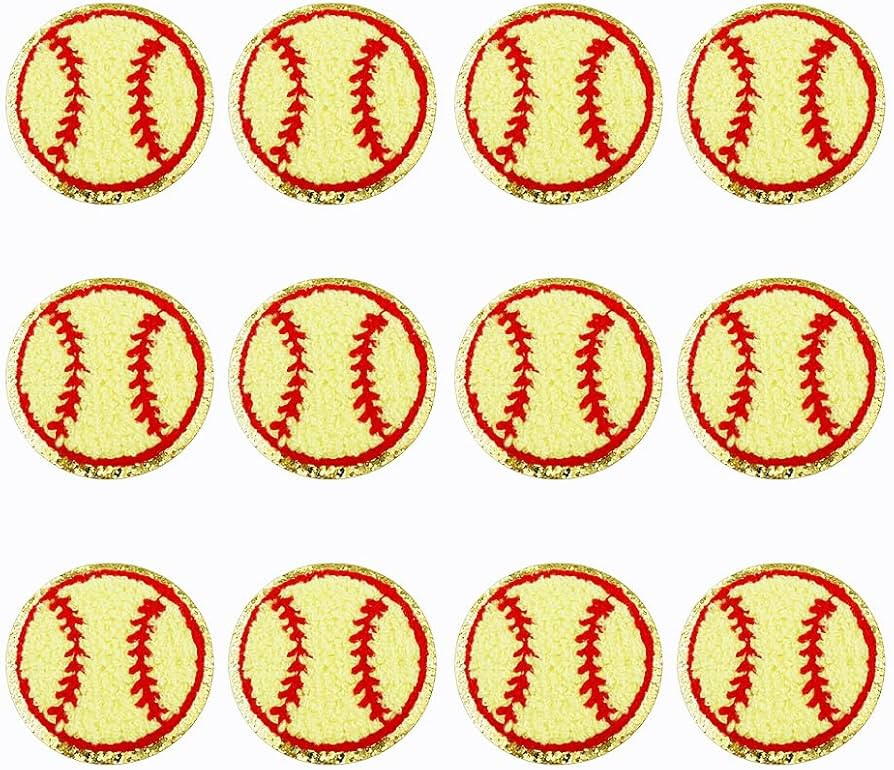 SaktopDeco 12 PCS Yellow Baseball Patch Chenille Patches Gold Edges Baseball Applique Baseball Ir... | Amazon (US)