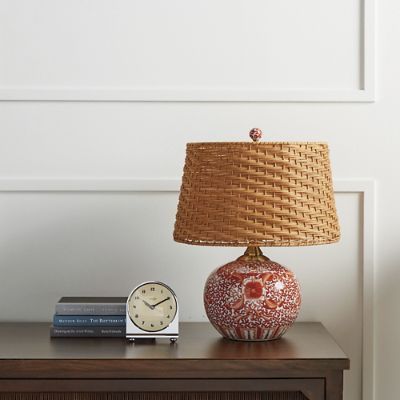 Coral Ming Low Pot Table Lamp with Wicker Shade | Frontgate