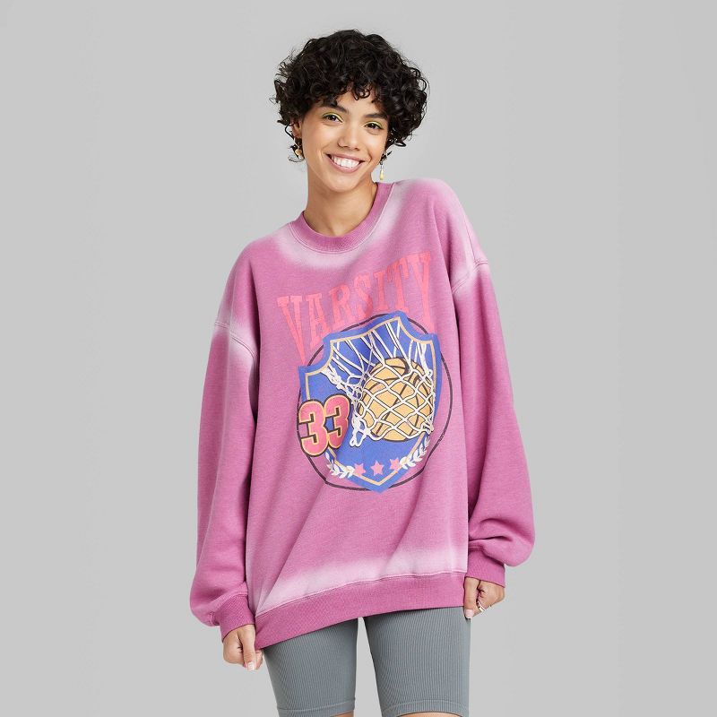 Women&#39;s Plus Size Oversized Sweatshirt - Wild Fable&#8482; Pink 1X | Target