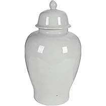 Benjara, White Benzara BM165658 Ceramic Ginger Jar with Lid | Amazon (US)