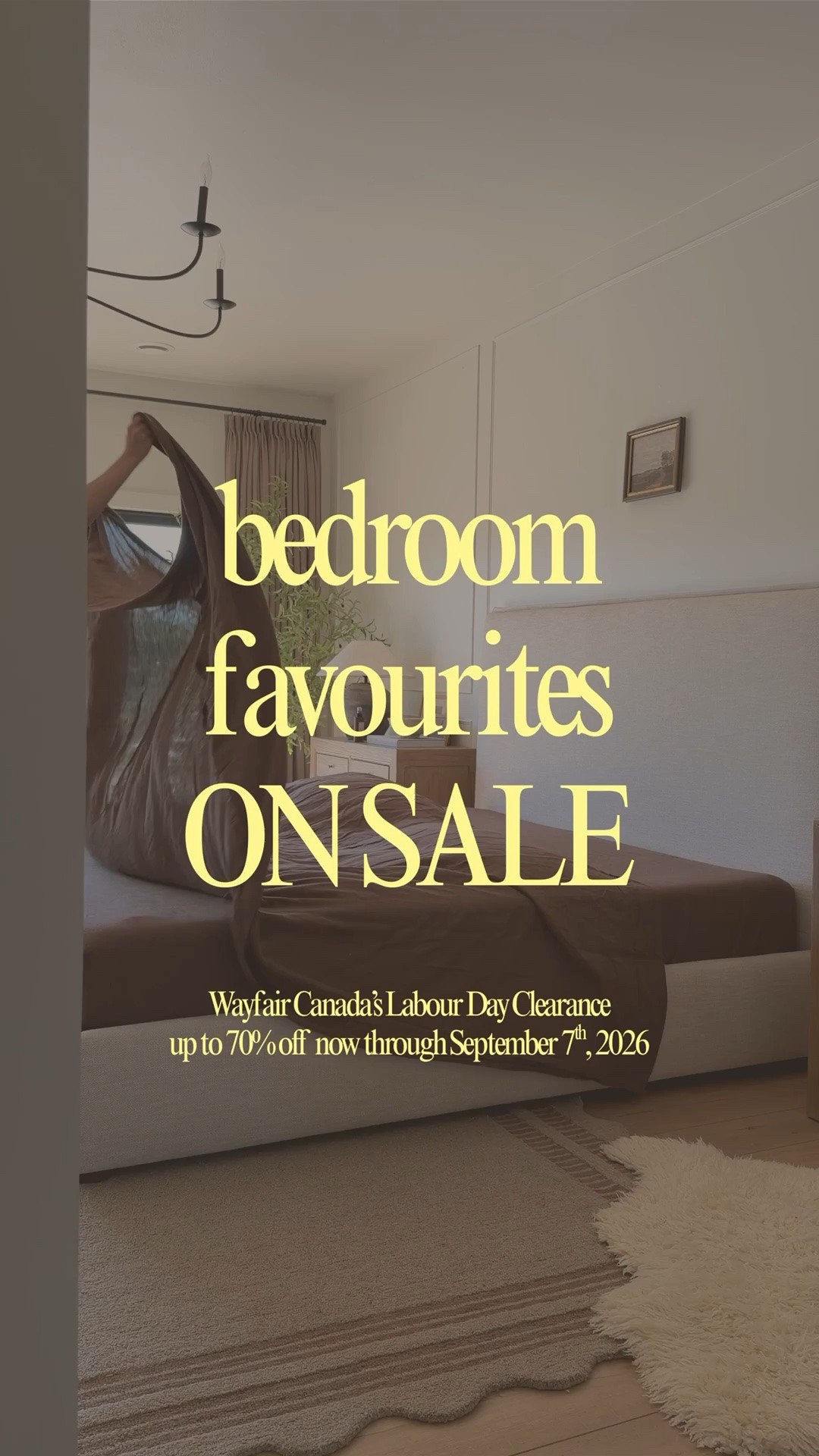 The bedroom pieces you guys ask me about ALL the time are on sale 👀🤎

Starting with the chocolate scalloped rug because the colour + detail are just too good and give the whole room that warm, earthy feel. Then there’s the linen bed frame that basically sets the tone for the entire space… and the chandelier I loved so much I bought a second one for our living room! 

@wayfaircanada’s Labour Day Clearance is on now with up to 70% off through September 7, 2026.

#wayfaircapartner #wayfaircahome

#LTKcanada #LTKsale #LTKfall