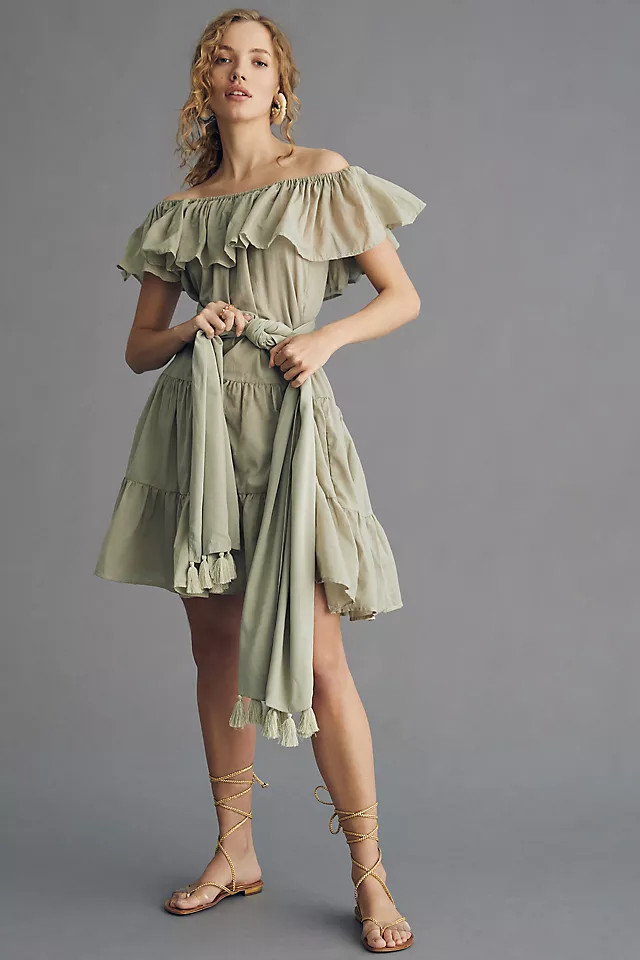 Erika Peña Off-The-Shoulder Tiered Mini Dress | Anthropologie (US)