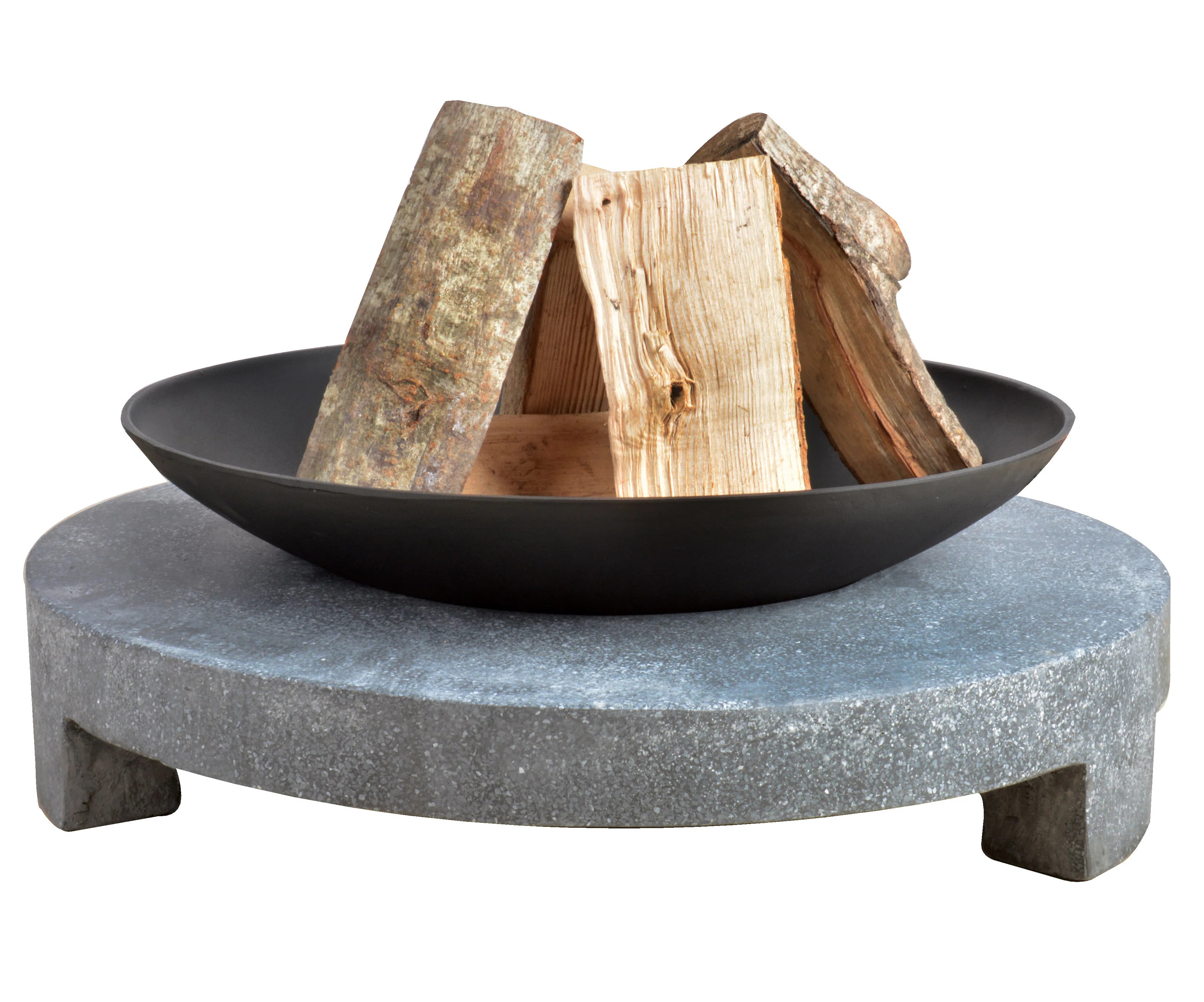 17 Stories Cast Iron and Stone Wood Burning Fire Pit | Wayfair | Wayfair North America