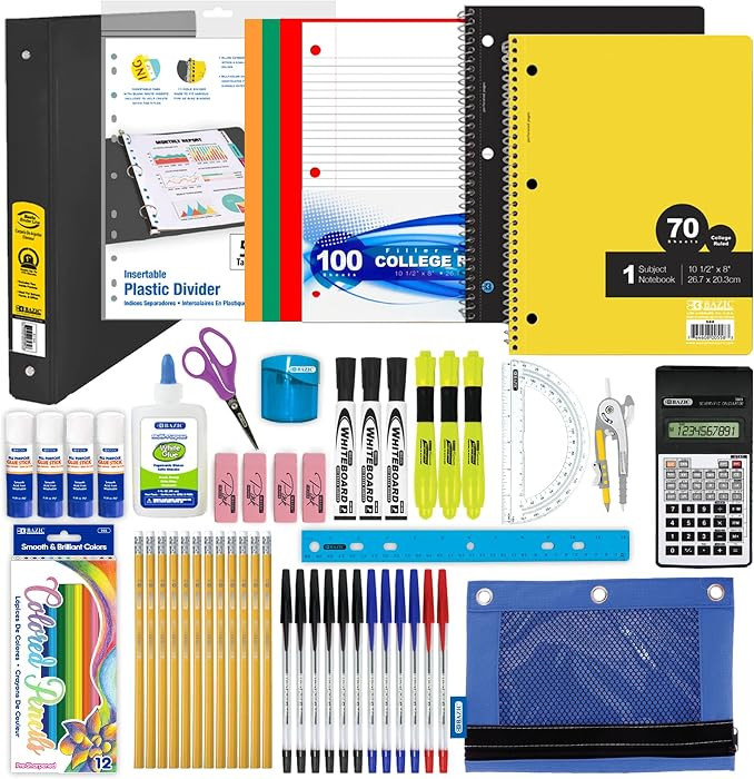 BAZIC PRODUCTS 65-Piece Middle & High School Kit, Math & Geometry, 65-Case | Amazon (US)