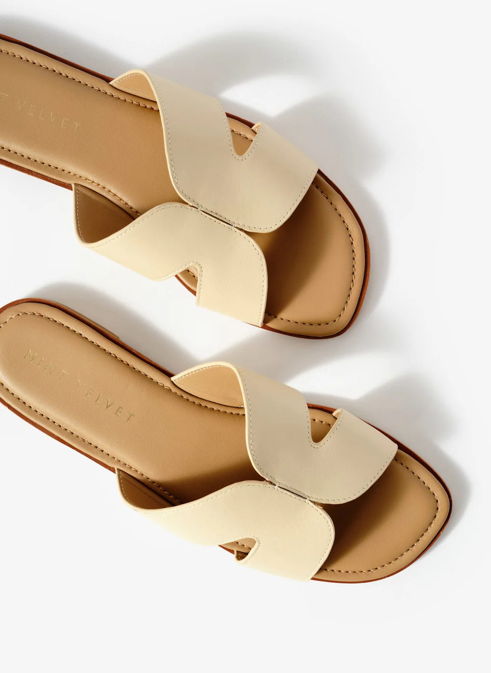 Darcy Cream Leather Sandals | Mint Velvet