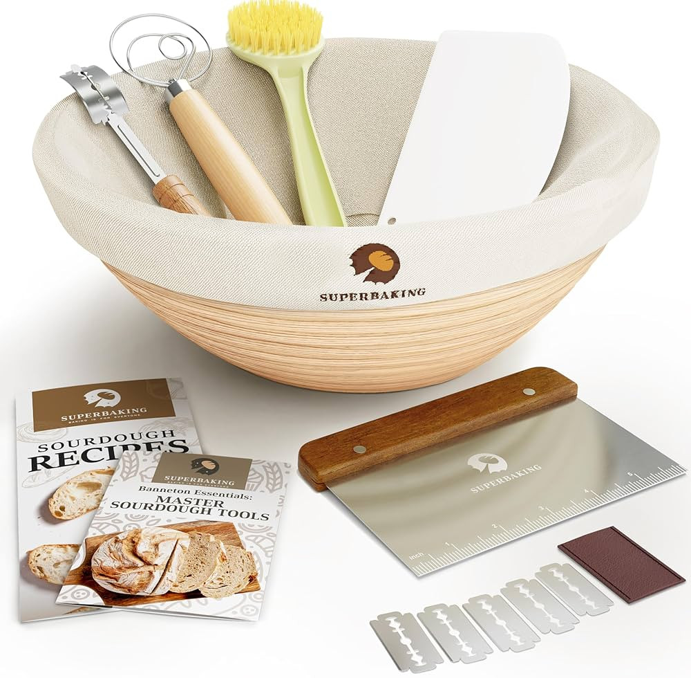 Superbaking 9" Round Banneton Bread Proofing Basket – Sourdough Starter Kit for Crusty Artisan ... | Amazon (US)