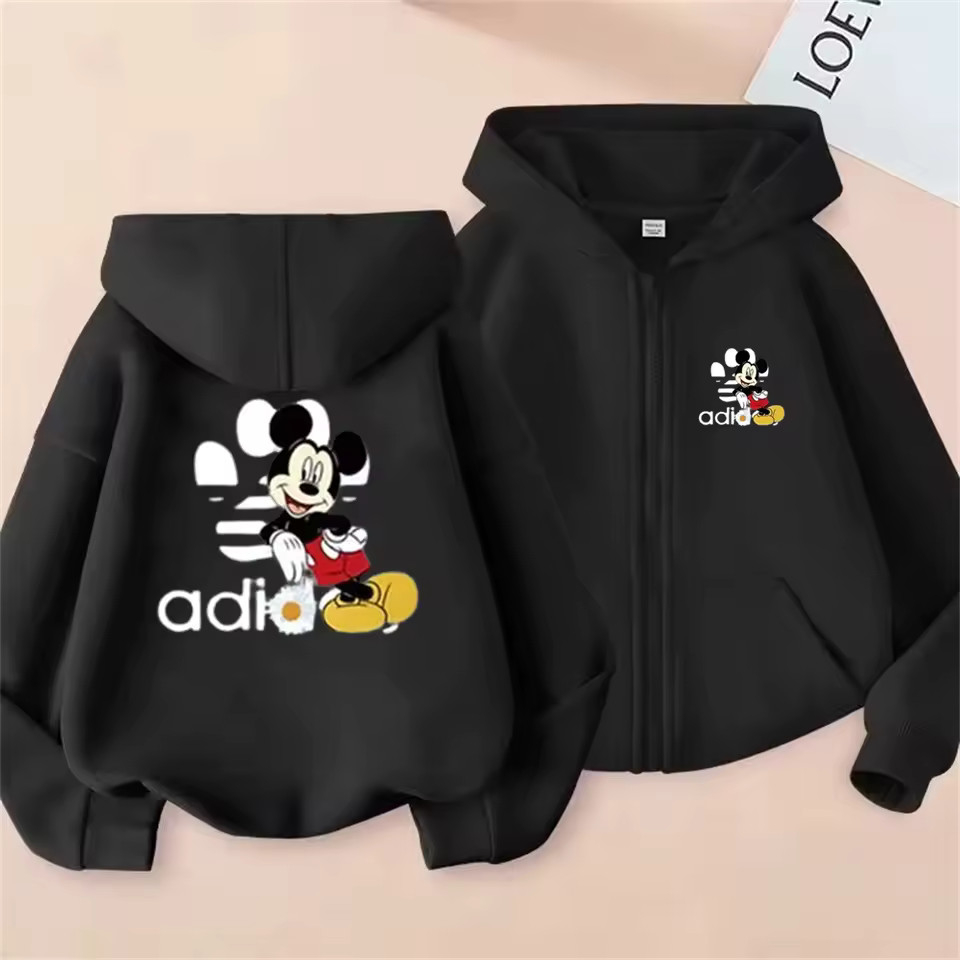 Disney Mickey Mouse print Zipper Tops Hoodies coat Children Girl pink Boy black Kids Clothing Cas... | AliExpress (US)