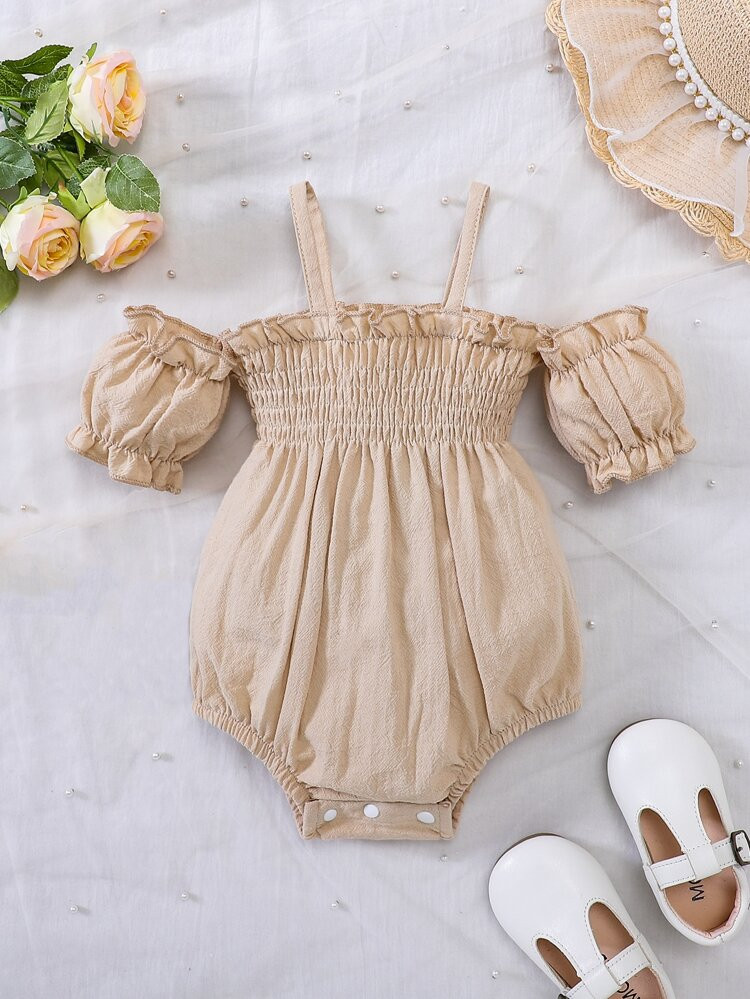 Baby Cold Shoulder Ruffle Trim Bodysuit
       
              
              $7.10  
        $7.7... | SHEIN