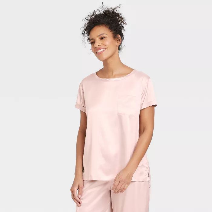 Women's Satin Sleep T-Shirt - Stars Above™ Soft Pink | Target