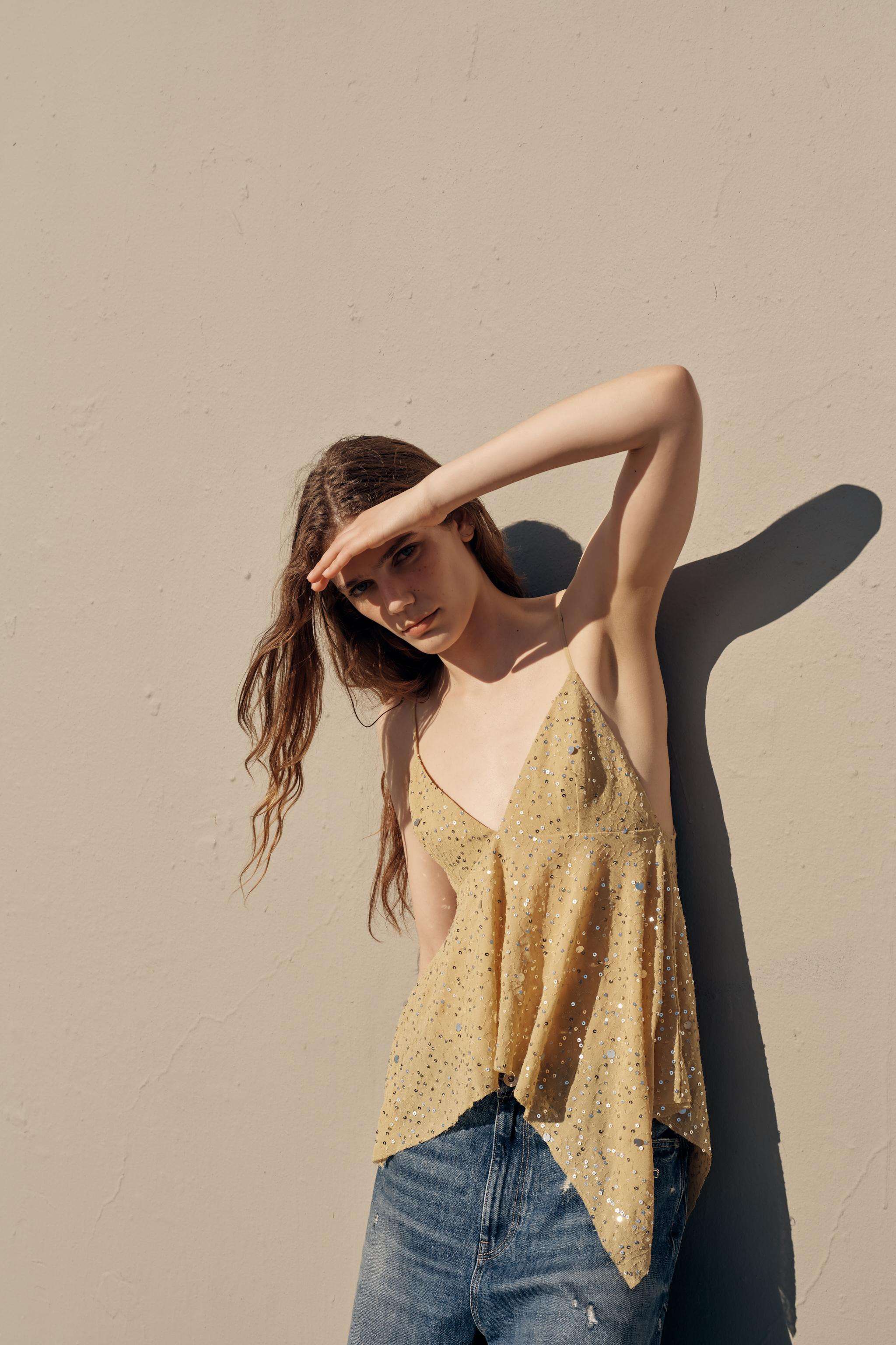 SEQUIN STRAP TOP | Zara US