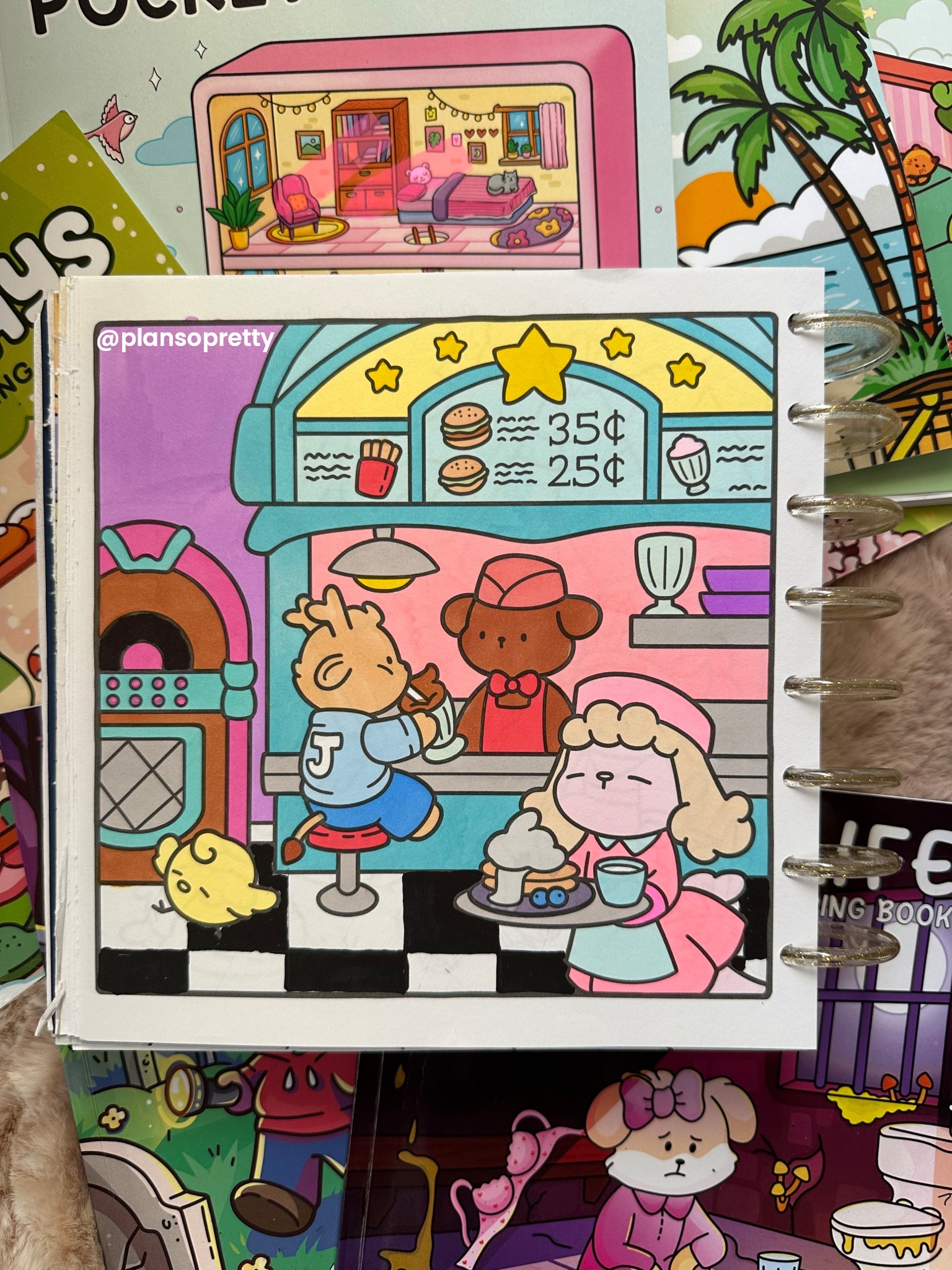 Theme of the month is food! This is making me crave a cheeseburger 🍔 and a milkshake! Page is from Cozy Eras Vol 1 books and supplies are linked in my bio #diner #coloringcommunity #jadesummercoloring #cutecoloring #cozyeras #ohuhumarkers #alcoholmarkers #coloringinspiration #colorwithme #coloringpage

#LTKSeasonal #LTKKids #LTKFindsUnder50