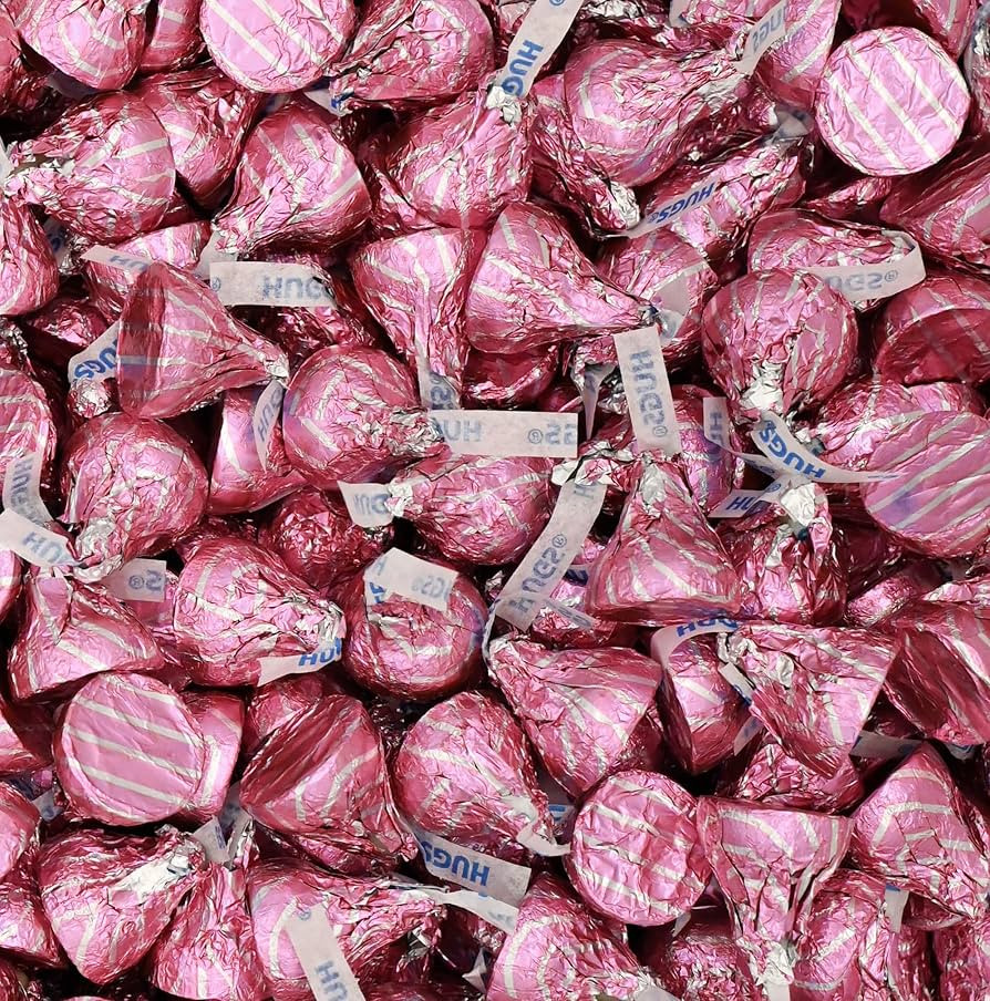Pink Hugs Milk Chocolate Hugged by White Creme Candy, 1 Pound Bag (Approx 95ct) | Amazon (US)
