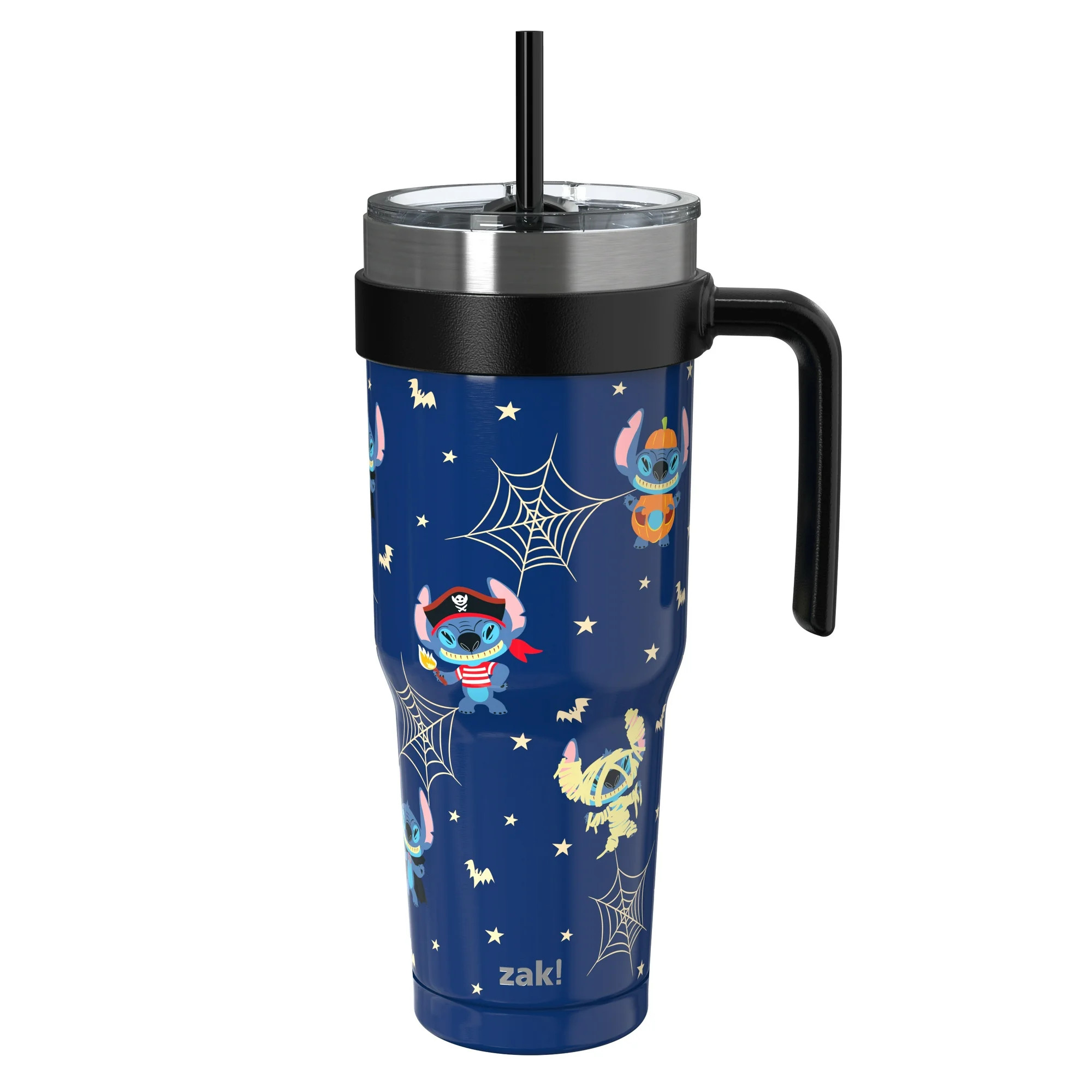 Zak Designs 40oz Stitch Halloween Straw Handle Tumbler, Double Wall Vacuum Insulated Stainless St... | Walmart (US)