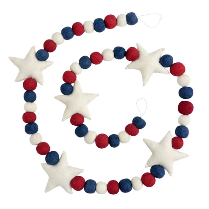 Red White & Blue Felt Star Garland, 72" | At Home