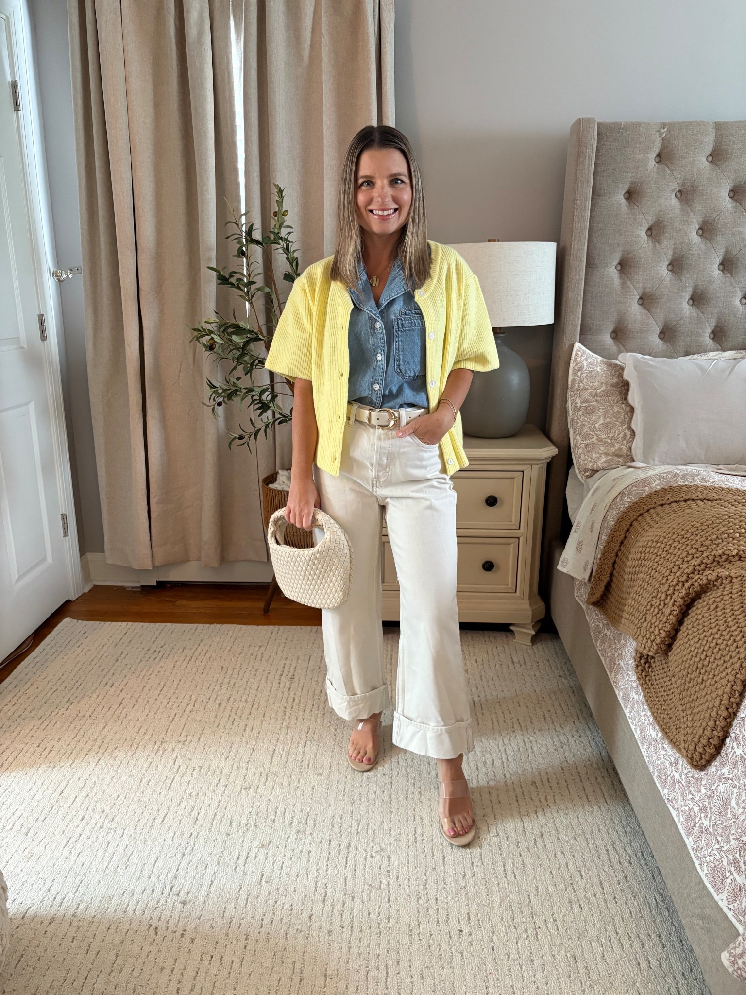 Viral Amazon cardigan in butter yellow! 

Pants wearing a size 0 — petite friendly!!! 

Denim top- great quality! Matches everything in my closet. I am having fun pairing it with different bottoms  

#LTKFindsUnder50 #LTKPetite #LTKStyleTip