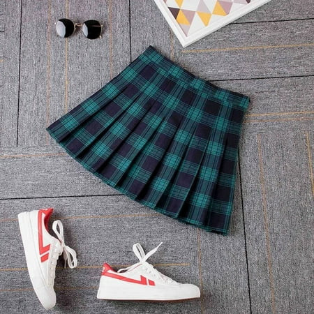 Women A- line Skirt Red Plaid Skirt plaid skirt Spring and Autumn New Pleated High Waist Skirt | Walmart (US)