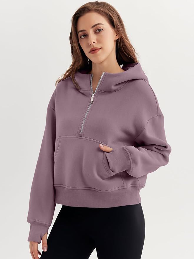 Trendy Queen Womens Hoodies Quarter Zip Pullover Oversized Sweatshirts Half Zip Pullover With Poc... | Amazon (US)