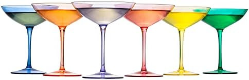 Colored Vintage Glass Coupes 12oz by The Wine Savant - Colorful Cocktail, Martini & Champagne Gla... | Amazon (US)
