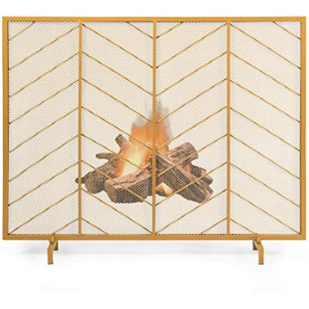 Best Choice Products 38x31in Single Panel Handcrafted Wrought Iron Mesh Chevron Fireplace Screen, Fi | Amazon (US)