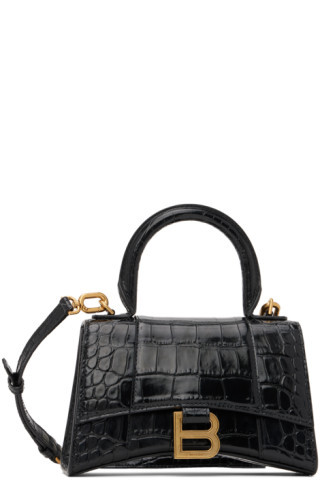 Balenciaga - Black XS Hourglass Top Handle Bag | SSENSE