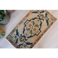 Beige Rug Door Mat, Handwoven Wool Vintage Mat, Small Anatolian/B-1530 1'6""x3'2 | Etsy (US)