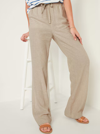 High-Waisted Linen-Blend Wide-Leg Pants for Women | Old Navy (US)