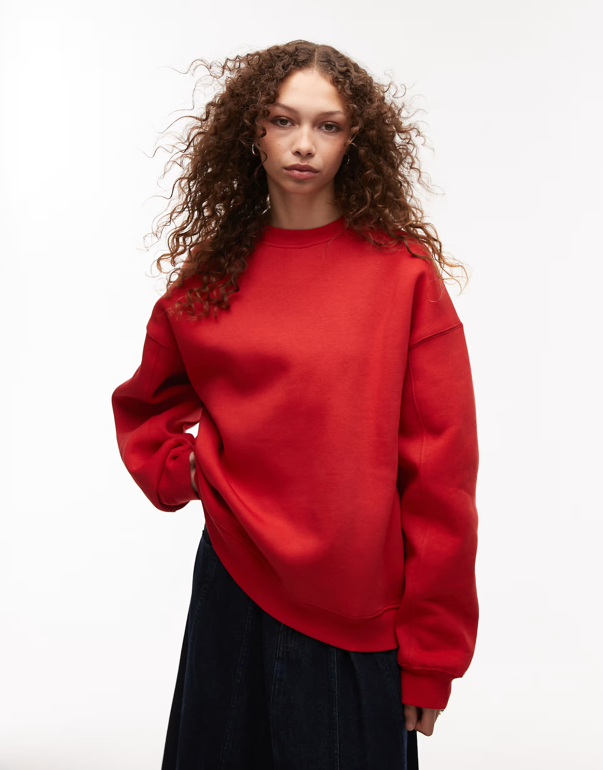 Topshop premium seam detail sweat in red | ASOS | ASOS (Global)