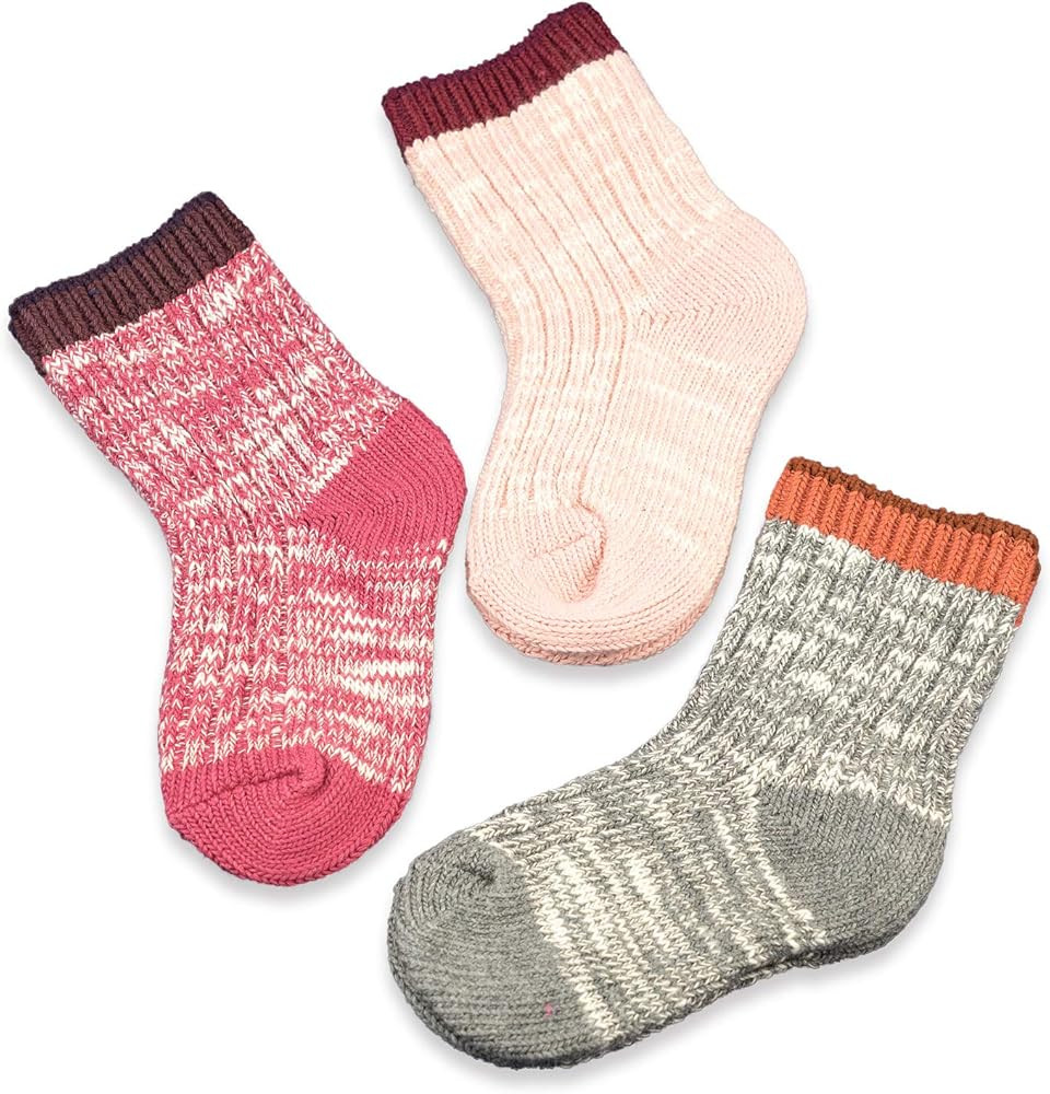Baby Boys Girls Socks - 3 Pairs Toddler Thick Warm Seamless Chunky Knit Cotton Socks Kid Cotton C... | Amazon (US)