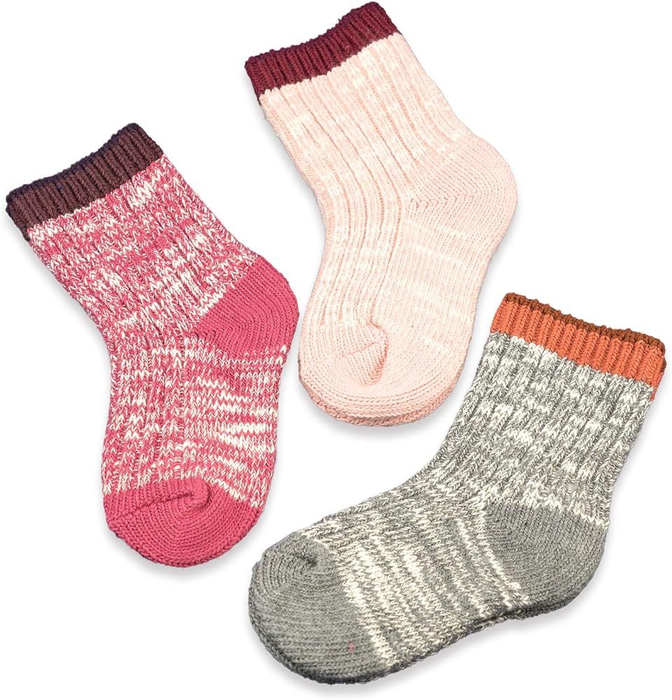 Baby Boys Girls Socks - 3 Pairs Toddler Thick Warm Seamless Chunky Knit Cotton Socks Kid Cotton C... | Amazon (US)