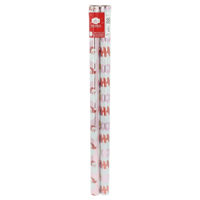 Red and Gold Premium Heavyweight Christmas Phrases Wrapping Paper, 25 sq ft, by Holiday Time | Walmart (US)