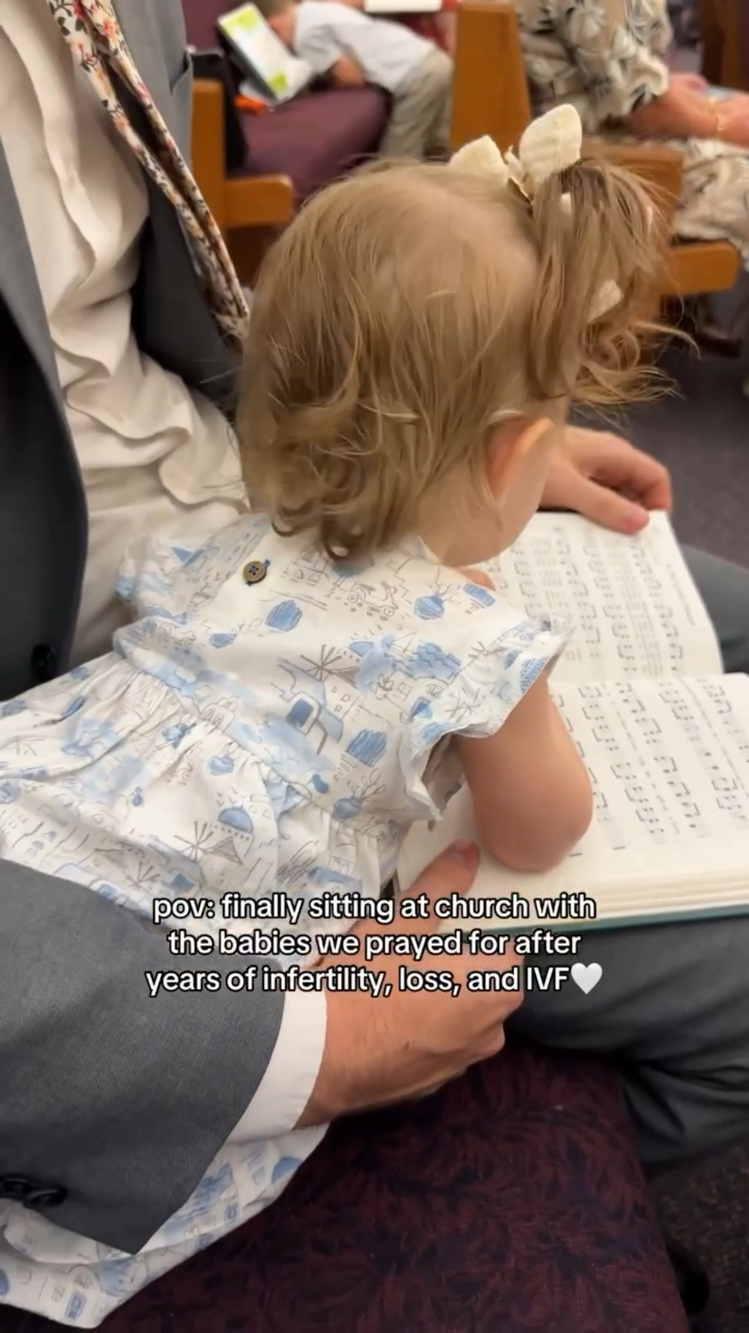 This is the sweetest dress ever!!!🩵I used to cry in the bathroom stalls at church because the heaviness of infertility and loss were too hard to bear.🥺Now this is my view. I’ll never get over my rainbow babies and seeing them sit on my husband’s lap.🤍

#Infertility #rainbowbaby #ivfsuccess #rainbowbaby

#LTKBaby #LTKKids #LTKFamily