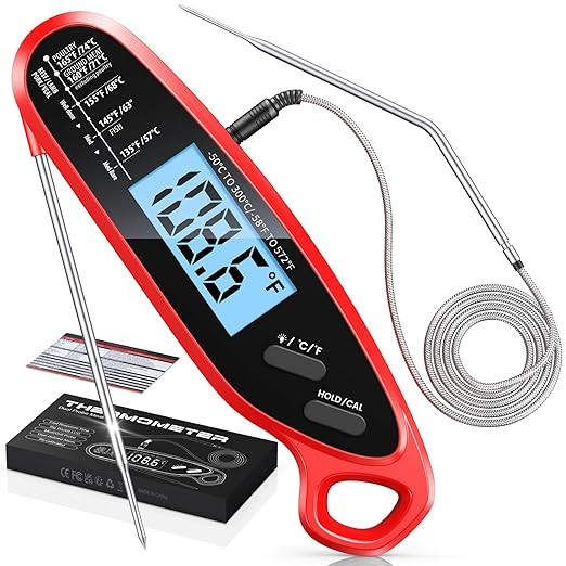 Instant Read Meat Thermometer Digital for Cooking & Grilling with Dual Probe, Large Backlit & Cal... | Amazon (US)