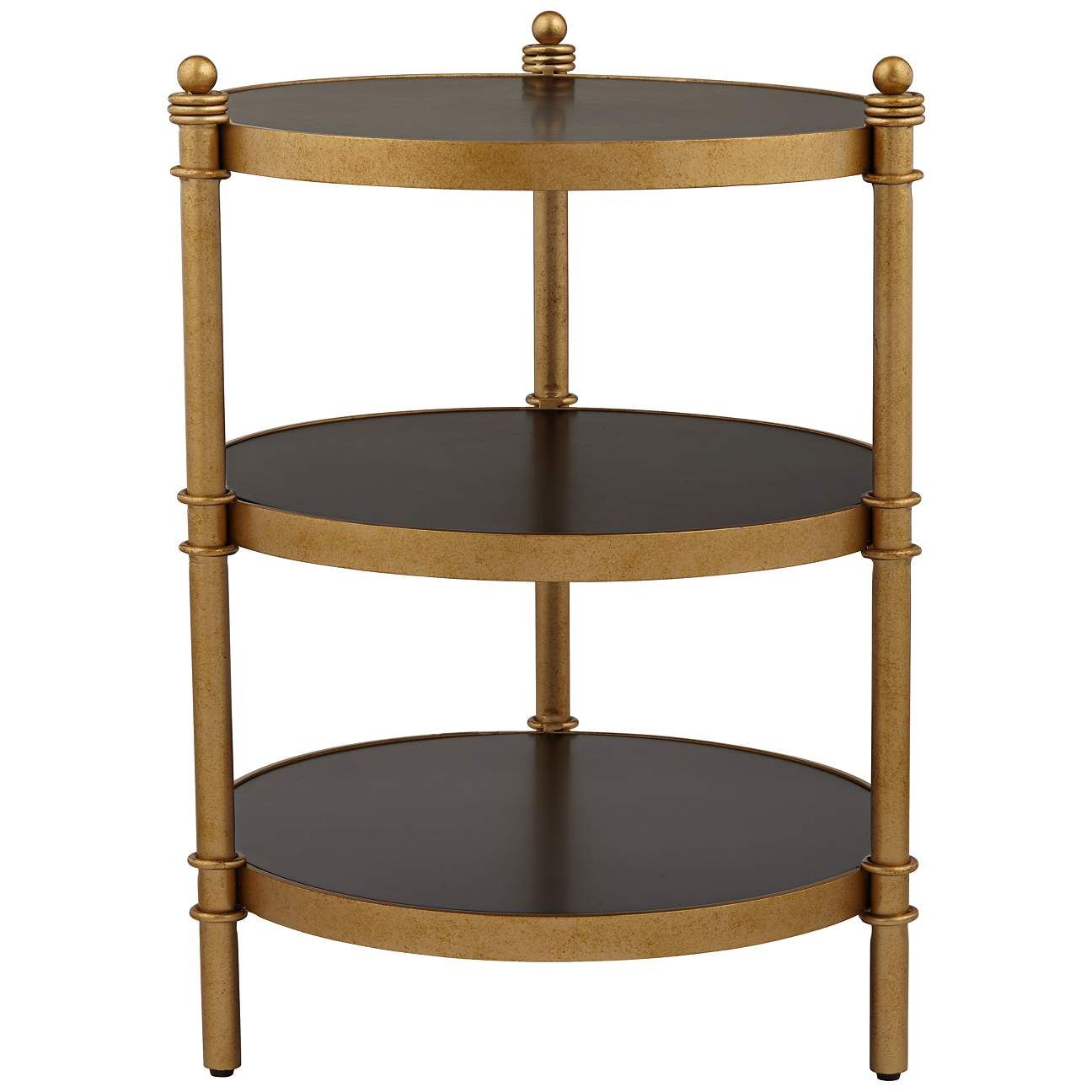 Cason 18 3/4" Wide Black and Gold Round 3-Tier Side Table | Lamps Plus