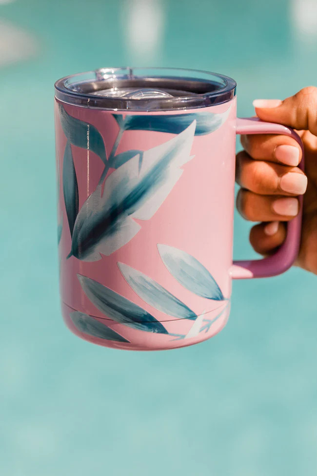 Lost In Devotion 14oz Pink Tropical Mug FINAL SALE | The Pink Lily Boutique