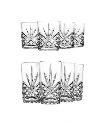 Godinger Dublin Crystal 8 Piece Double Old Fashion and Highball Glassware Set - Macy's | Macy's