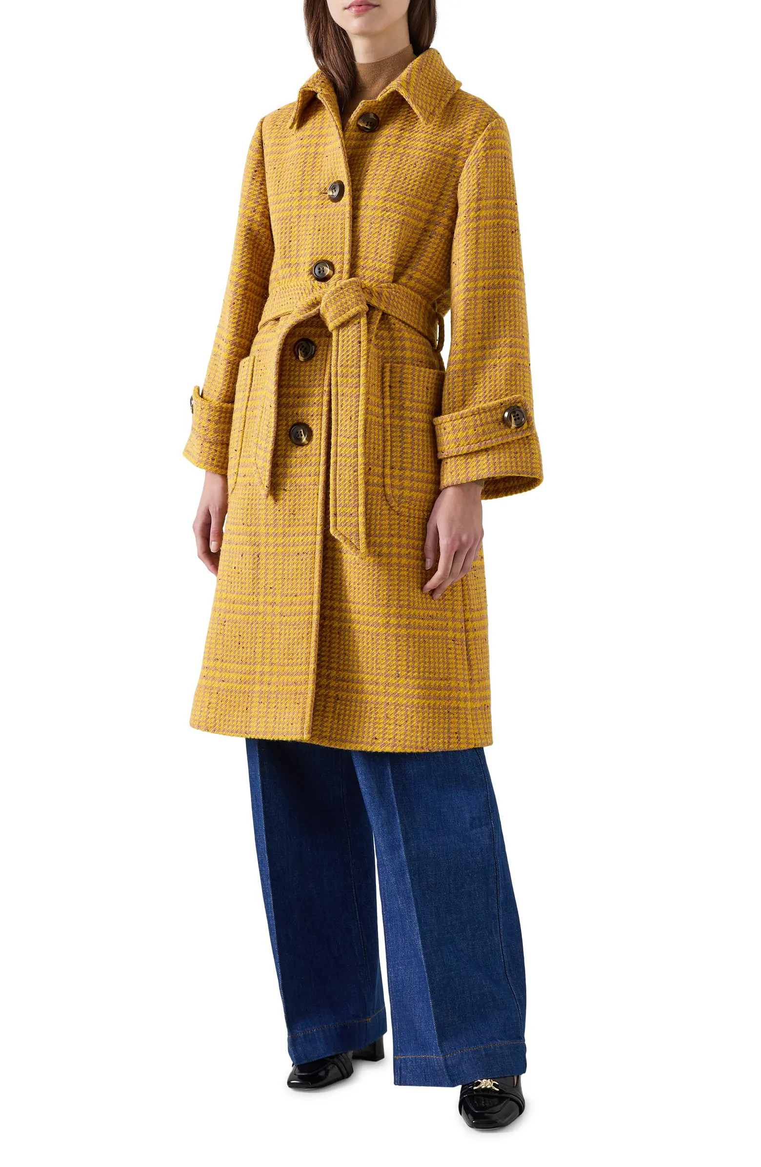 LK Bennett Blythe Check Stretch Wool Blend Coat | Nordstrom | Nordstrom