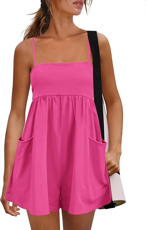 Panadila Womens Summer Rompers Beach Vacation Clothes Spaghetti Strap Short Jumpsuits Square Neck... | Amazon (US)