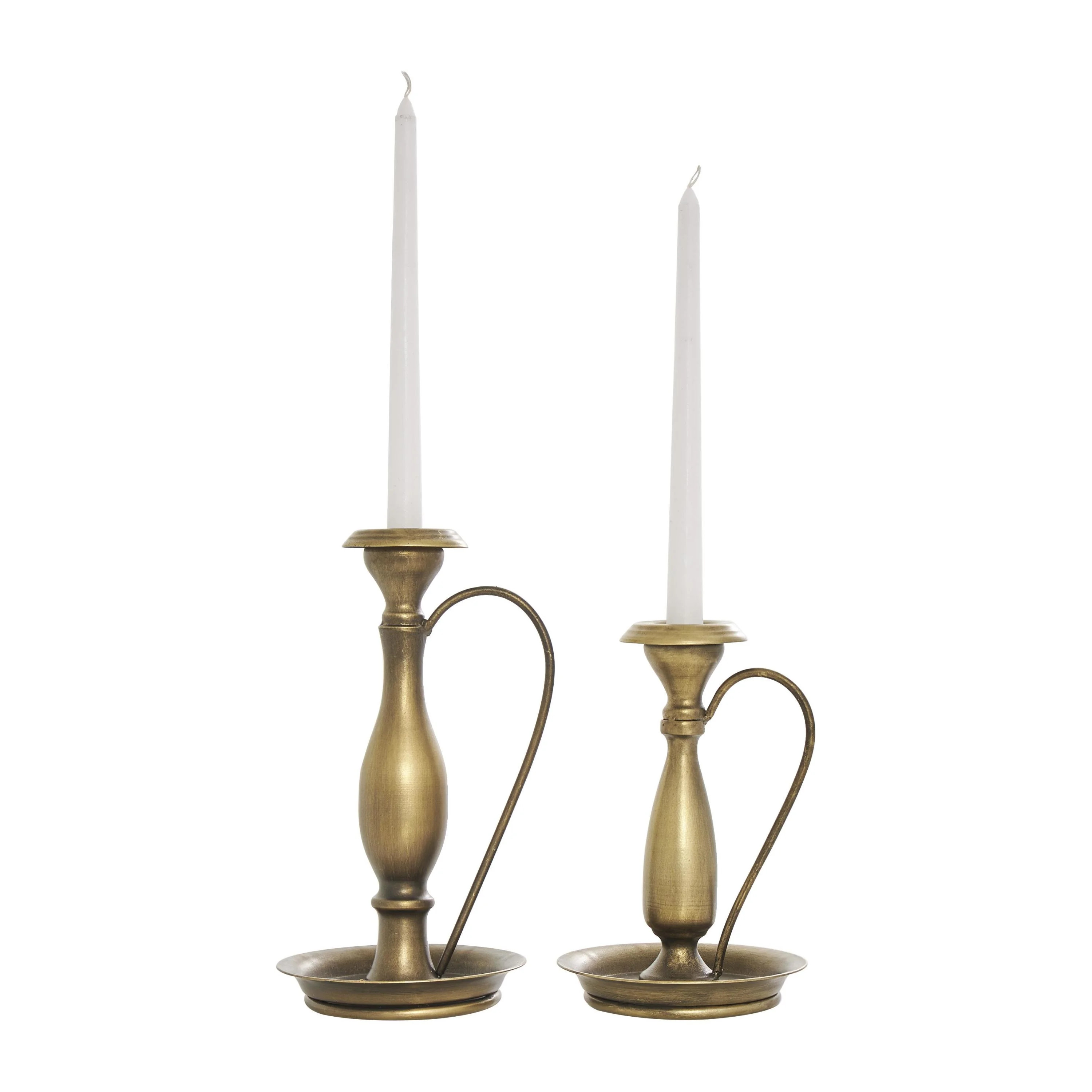 The Novogratz 2 Candle Bronze Metal Antique Style Candle Holder with Candle Plates and Handles, S... | Walmart (US)